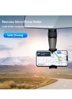 Excefore Phone Mount for Car, Rear View Mirror Holder, Rotatable and Retractable Holder Car Compatible with iPhone Samsung All 4-7 Inch Cell Phones  - Image 5