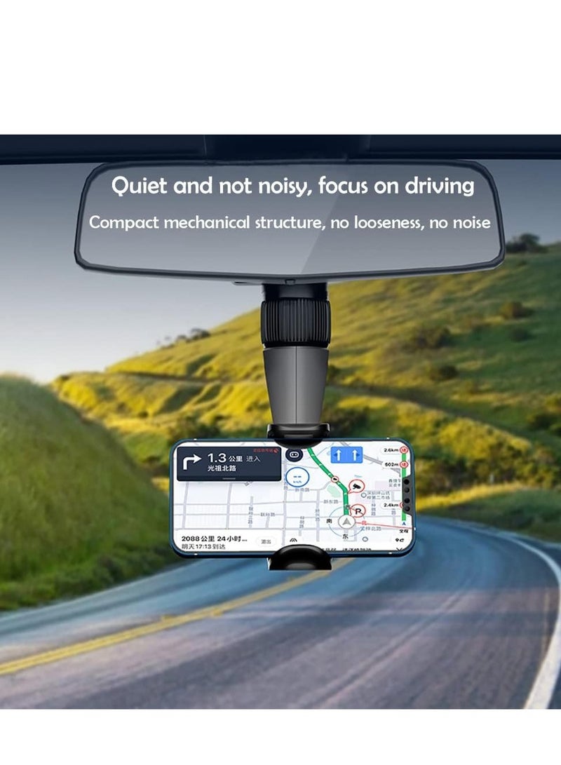 Excefore Phone Mount for Car, Rear View Mirror Holder, Rotatable and Retractable Holder Car Compatible with iPhone Samsung All 4-7 Inch Cell Phones  - Image 2