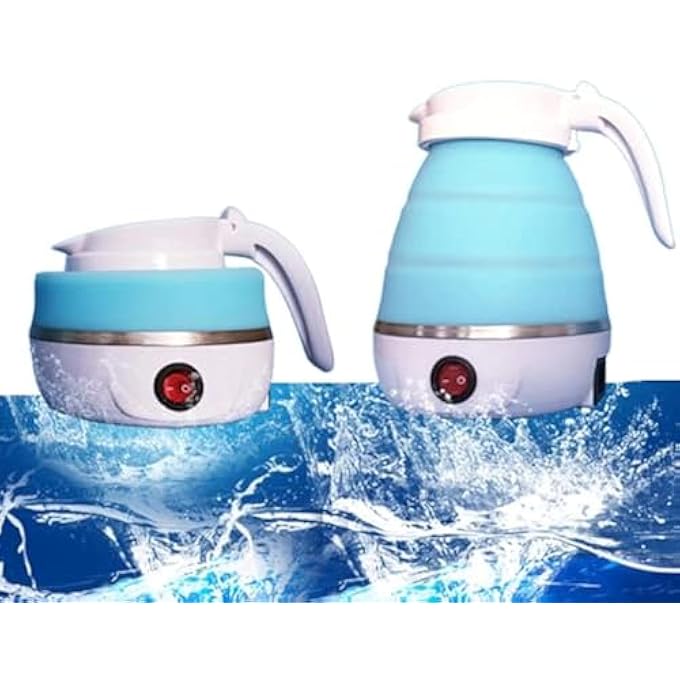 اليسا غلاية كهربائية قابلة للطي مصنوعة من السيليكون عالي الجودة للاستخدام أثناء السفر، مزودة بحماية من الغليان الجاف، محمولة بجهد مزدوج وسلك طاقة قابل للفصل 555 مل 110-220 فولت - Image 2