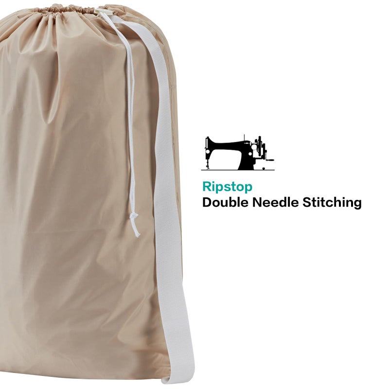 HOMEST 2 Pack XL Nylon Laundry Bag with Strap, Large Dirty Clothes Organizer, Easy Fit a Laundry Hamper or Basket, Can Carry Up to 4 Loads of Laundry, Beige - Image 4