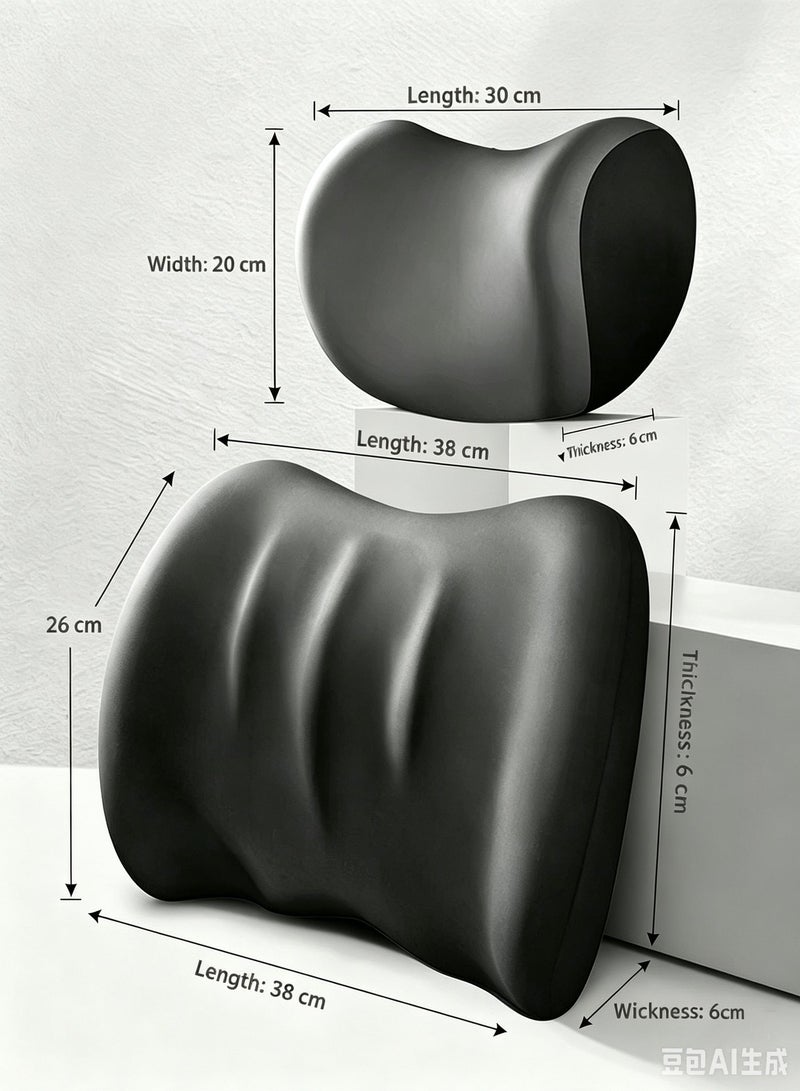 Car Seat Headrest and Lumbar Support Pillow Set,Memory Foam Neck Pillow,Breathable Back Cushion,Ergonomic Slow Rebound Waist Support,Driving Comfort,Father's Day Gift - Image 4