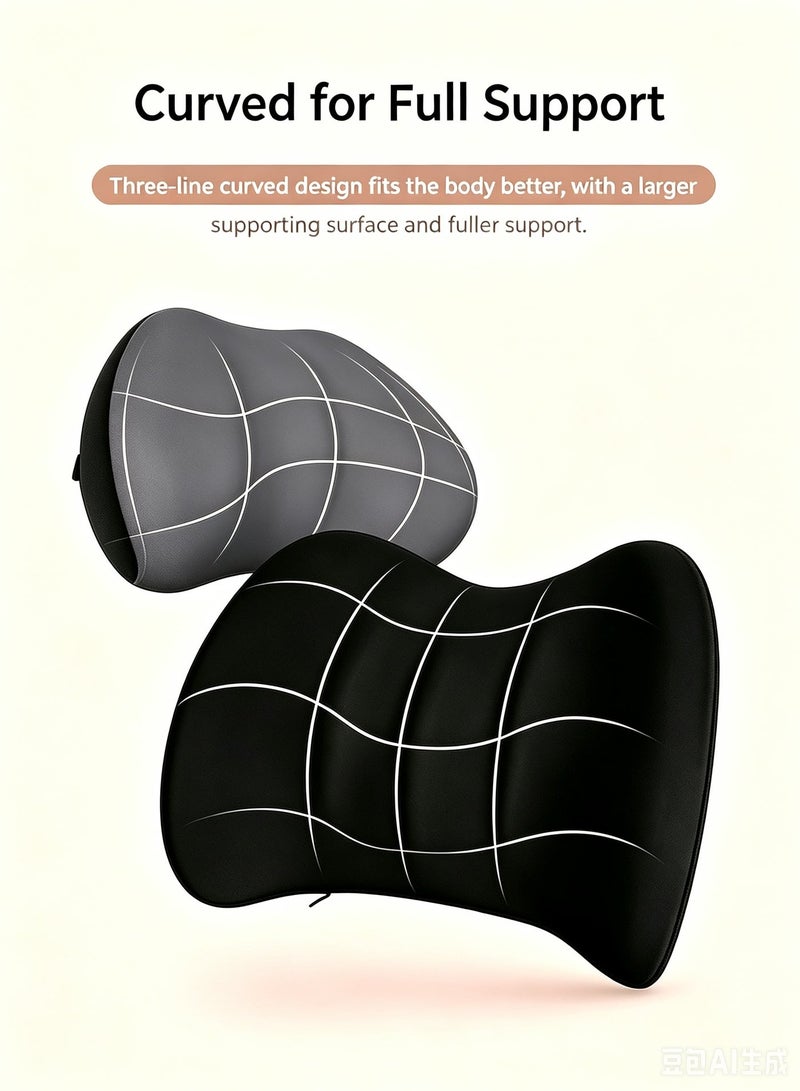 Car Seat Headrest and Lumbar Support Pillow Set,Memory Foam Neck Pillow,Breathable Back Cushion,Ergonomic Slow Rebound Waist Support,Driving Comfort,Father's Day Gift - Image 2