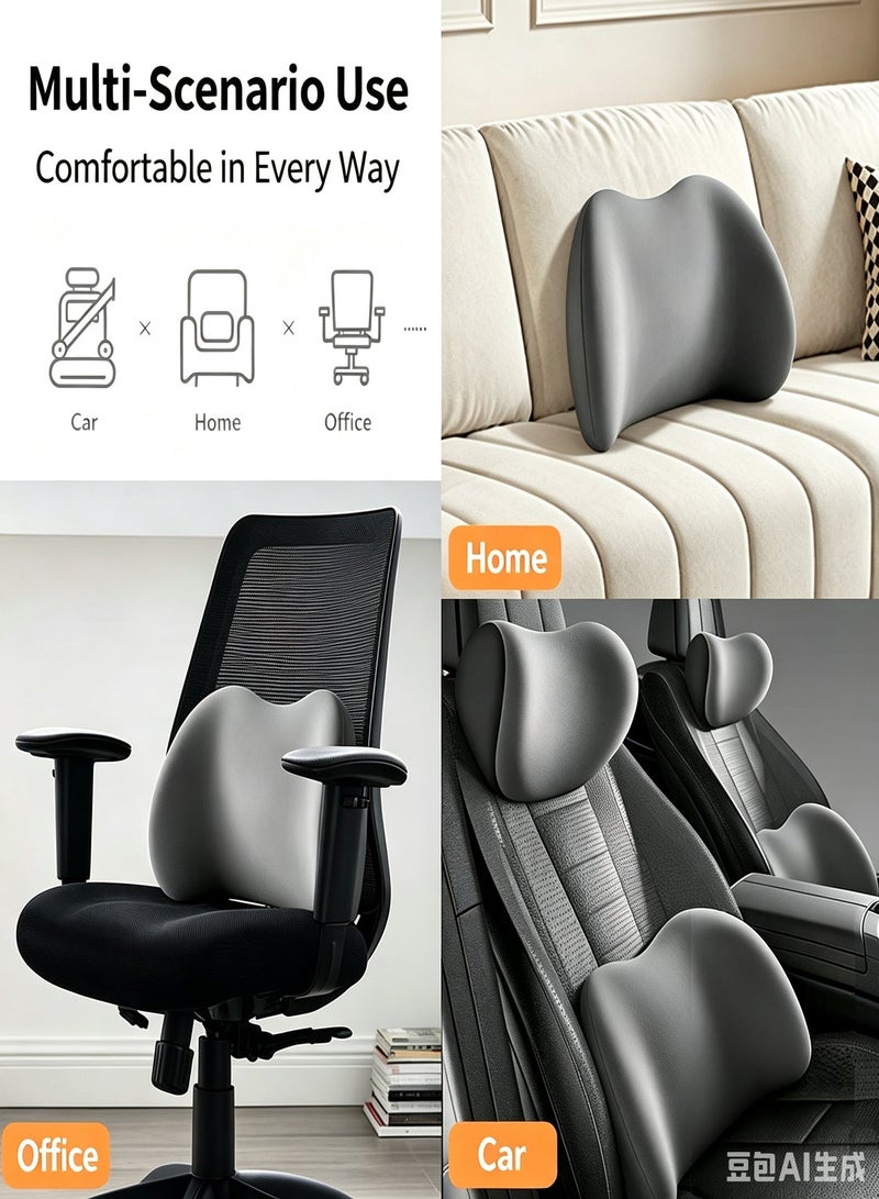 Car Seat Headrest and Lumbar Support Pillow Set,Memory Foam Neck Pillow,Breathable Back Cushion,Ergonomic Slow Rebound Waist Support,Driving Comfort,Father's Day Gift - Image 5