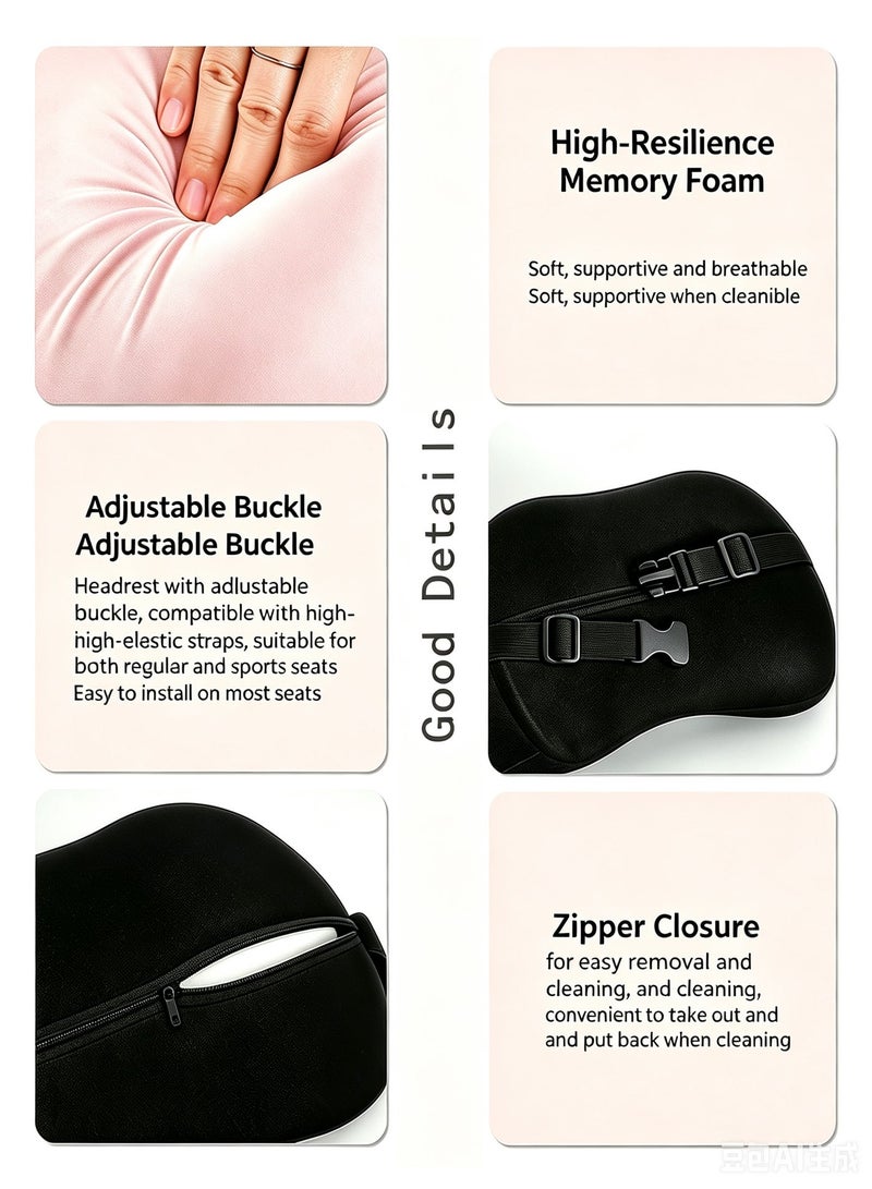Car Seat Headrest and Lumbar Support Pillow Set,Memory Foam Neck Pillow,Breathable Back Cushion,Ergonomic Slow Rebound Waist Support,Driving Comfort,Father's Day Gift - Image 3
