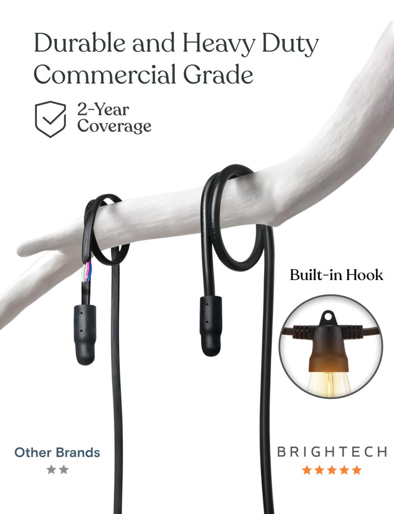 Brightech 104 (52x2) FT Ambience Pro Solar Powered Outdoor LED String Lights - Waterproof Remote Control Lights - 32 Bulbs, 7W Solar Powered Soft White Light for Camping, Patio, Garden - Image 5