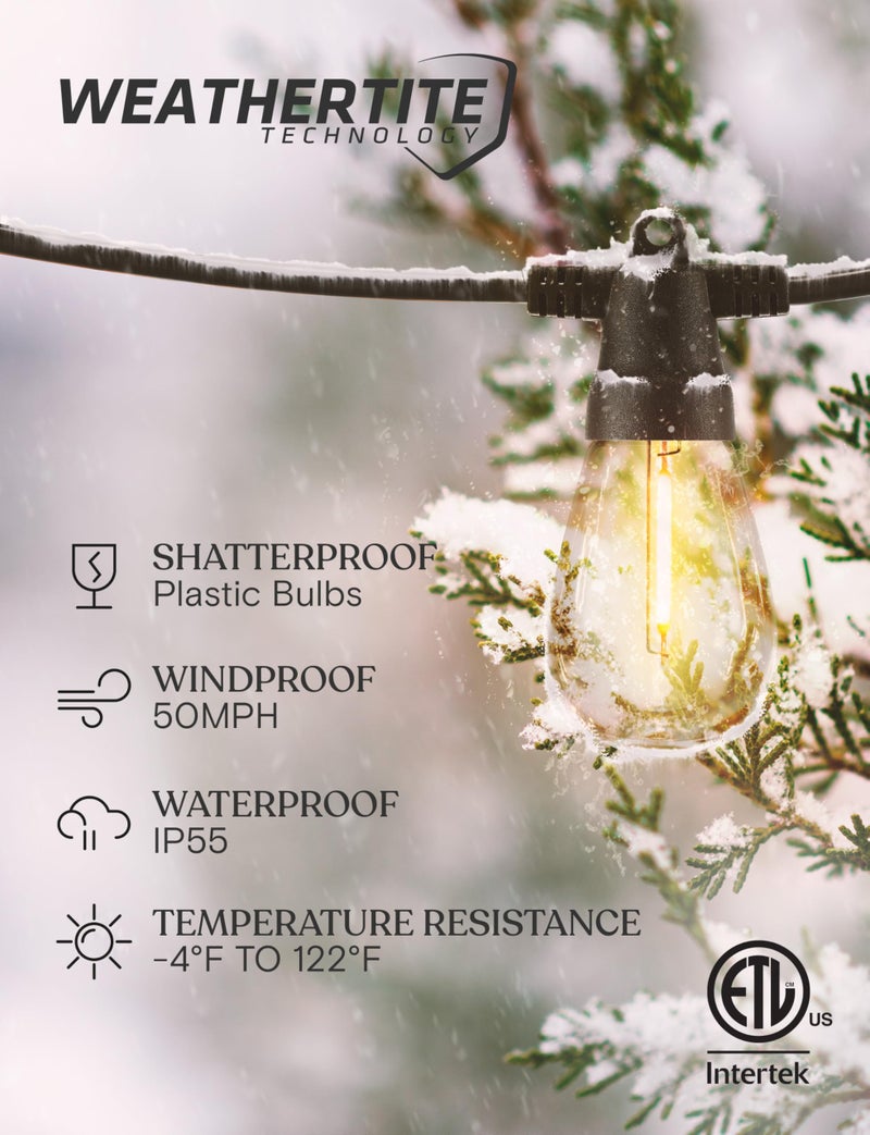 Brightech 104 (52x2) FT Ambience Pro Solar Powered Outdoor LED String Lights - Waterproof Remote Control Lights - 32 Bulbs, 7W Solar Powered Soft White Light for Camping, Patio, Garden - Image 2