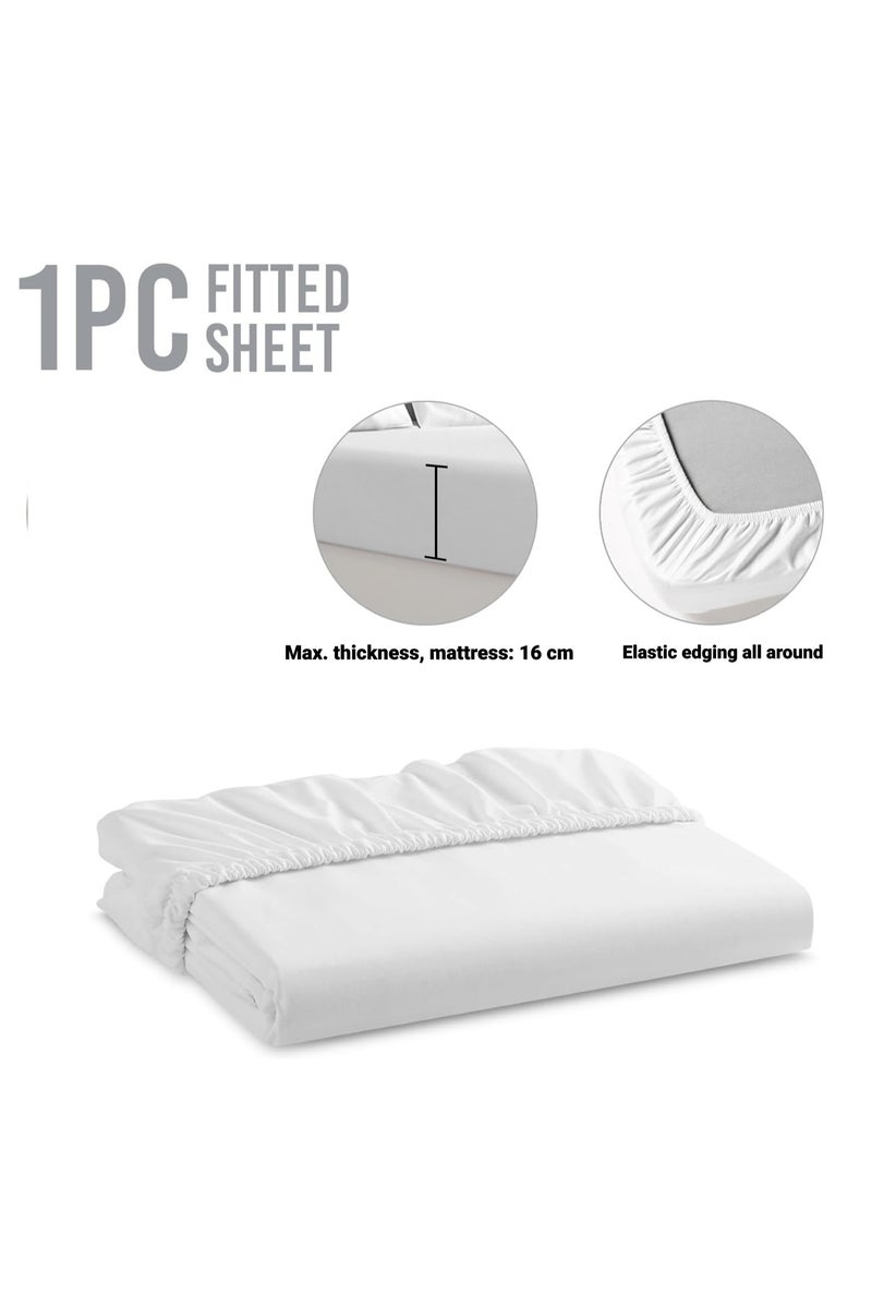 Selecto Hub Bedsheet, Fitted Sheet Non-Shrink, Cotton/polyester, White, 90 x 200 cm - Image 2
