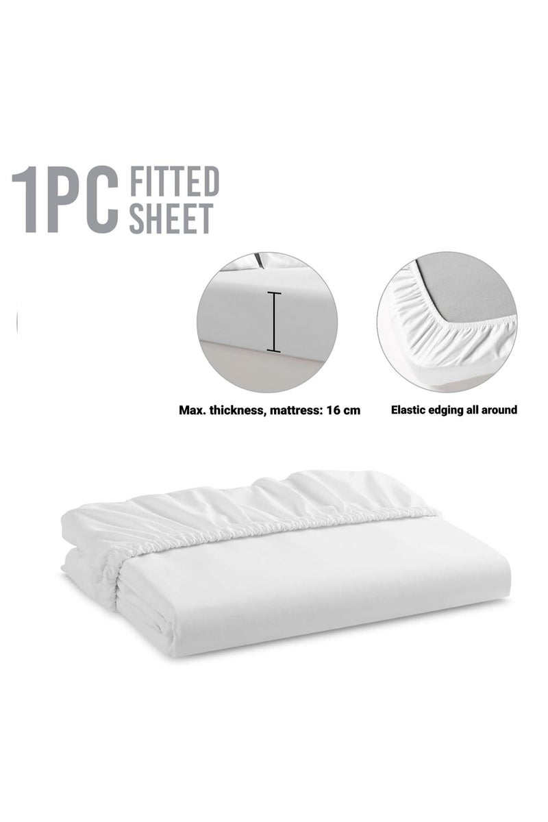 Selecto Hub White Fitted Sheet 90x200 cm – Soft Polyester Cotton Blend Bed Sheet, Elastic Edges, Wrinkle & Shrink Resistant, Breathable Mattress Cover Fits up to 16 cm Mattress – Easy Care Bedding - Image 3