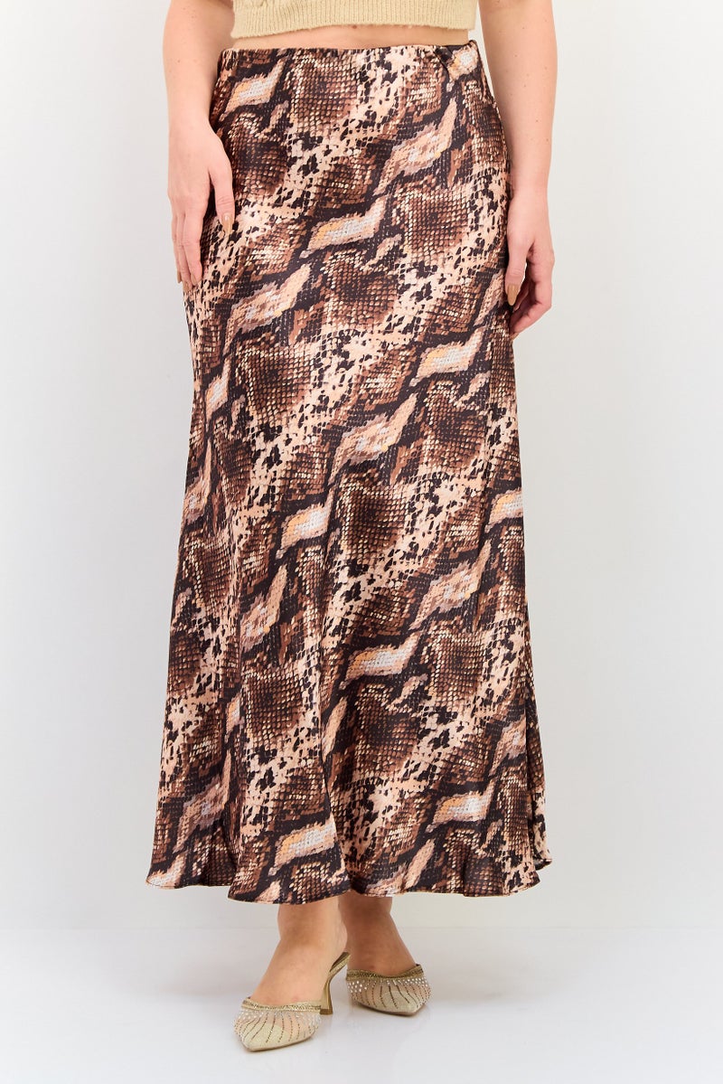 Threadbare Women Snake Print A Line Skirt, Multicolor - Image 1