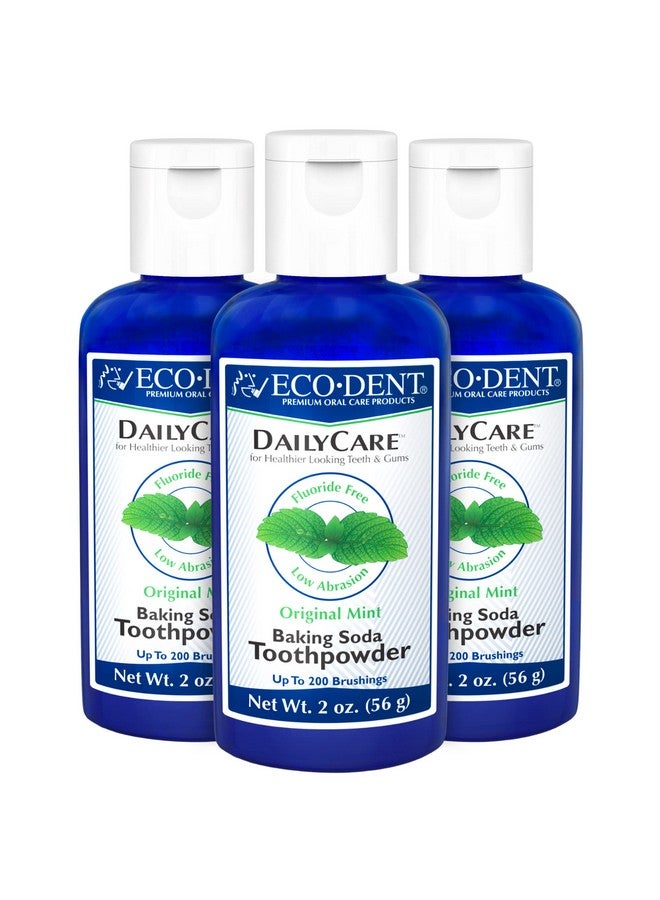 Eco-Dent DailyCare Baking Soda Toothpowder, Mint - Fluoride-Free Toothpaste Powder, SLS-Free Tooth Powder with Baking Soda, Minerals, and Essential Oils, Toothpaste Alternative, 2 Oz Ea (Pack of 3) - Image 1