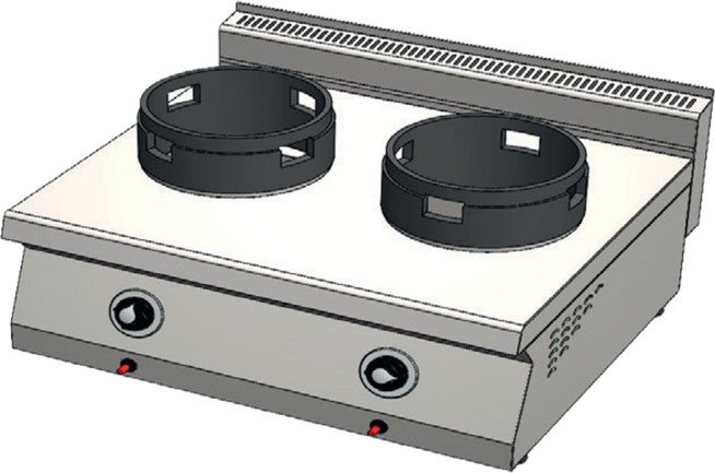 CSA Inox Karacasan Industrial 700 Series Countertop Double Burner LPG Cylinder Wok Cooker 