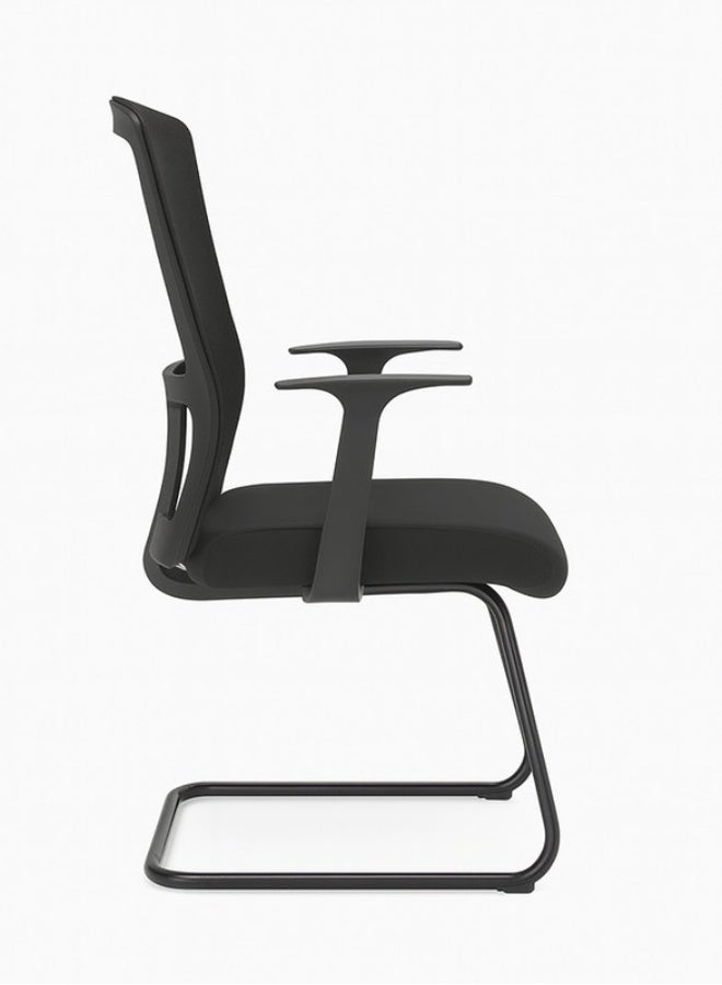 YI ONE Office Visitor Mesh Chair CH-183C-HS – Mid Back Office Chair with Low Back Mesh Design, Fixed Base (No Wheels), Meeting & Conference Room Chair, Black, 66×48×75 cm - Image 3