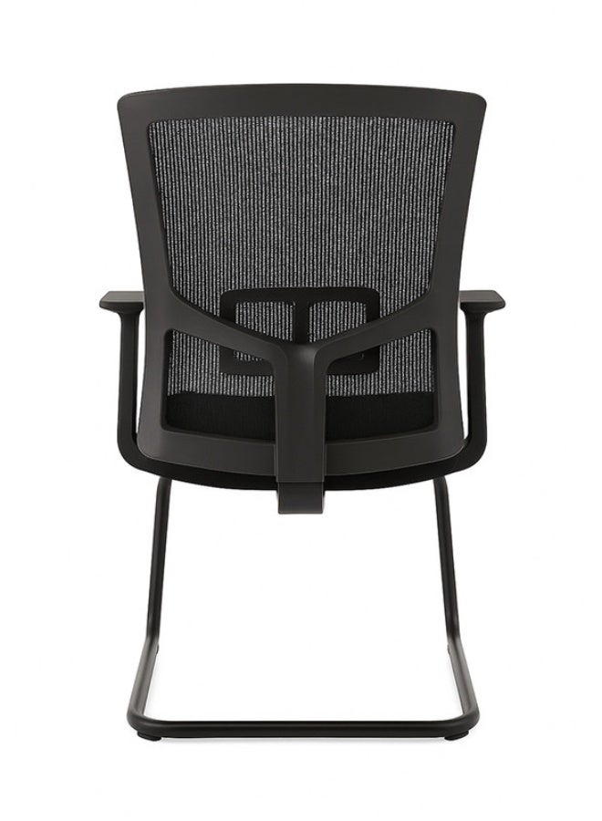 YI ONE Office Visitor Mesh Chair CH-183C-HS – Mid Back Office Chair with Low Back Mesh Design, Fixed Base (No Wheels), Meeting & Conference Room Chair, Black, 66×48×75 cm - Image 4