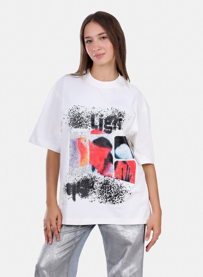 WHITE RABBIT Slip On Oversized Cotton T-Shirt  - Image 1