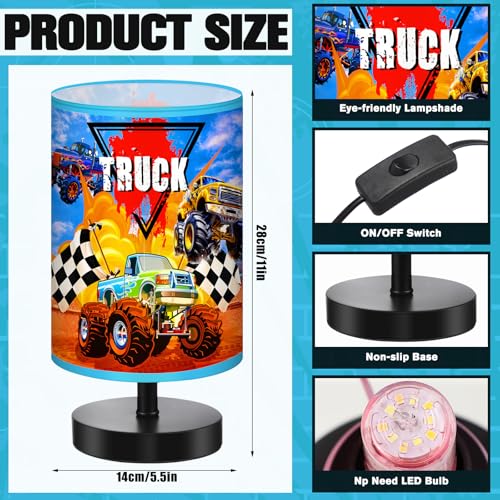 Glooglitter Monster Truck Themed Table Lamp 3 Colors Dimmable Lights 9.72 x 5.12 Inch Monster Truck Themed Night Light Bedside Lamps Decoration for Bedroom Desk Birthday Gifts for Christmas Home Decor - Image 3