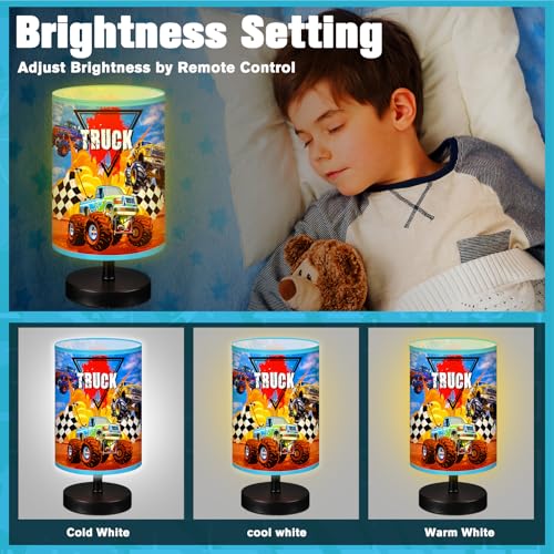 Glooglitter Monster Truck Themed Table Lamp 3 Colors Dimmable Lights 9.72 x 5.12 Inch Monster Truck Themed Night Light Bedside Lamps Decoration for Bedroom Desk Birthday Gifts for Christmas Home Decor - Image 5