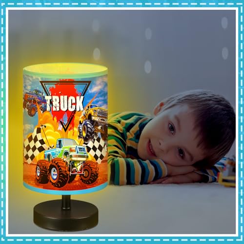 Glooglitter Monster Truck Themed Table Lamp 3 Colors Dimmable Lights 9.72 x 5.12 Inch Monster Truck Themed Night Light Bedside Lamps Decoration for Bedroom Desk Birthday Gifts for Christmas Home Decor - Image 2