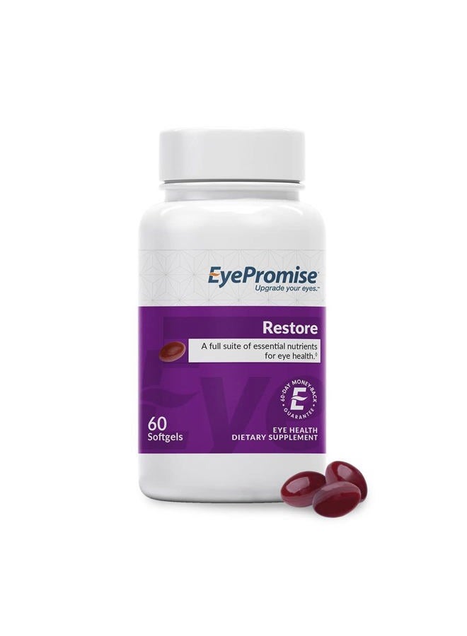 EyePromise Restore Supplement - 60 Softgel Capsules Containing Lutein, Vitamin C, Vitamin D, Vitamin E, Omega-3 Fish Oil, and Zeaxanthin - A Patented Complete Eye Health Formula  - Image 1