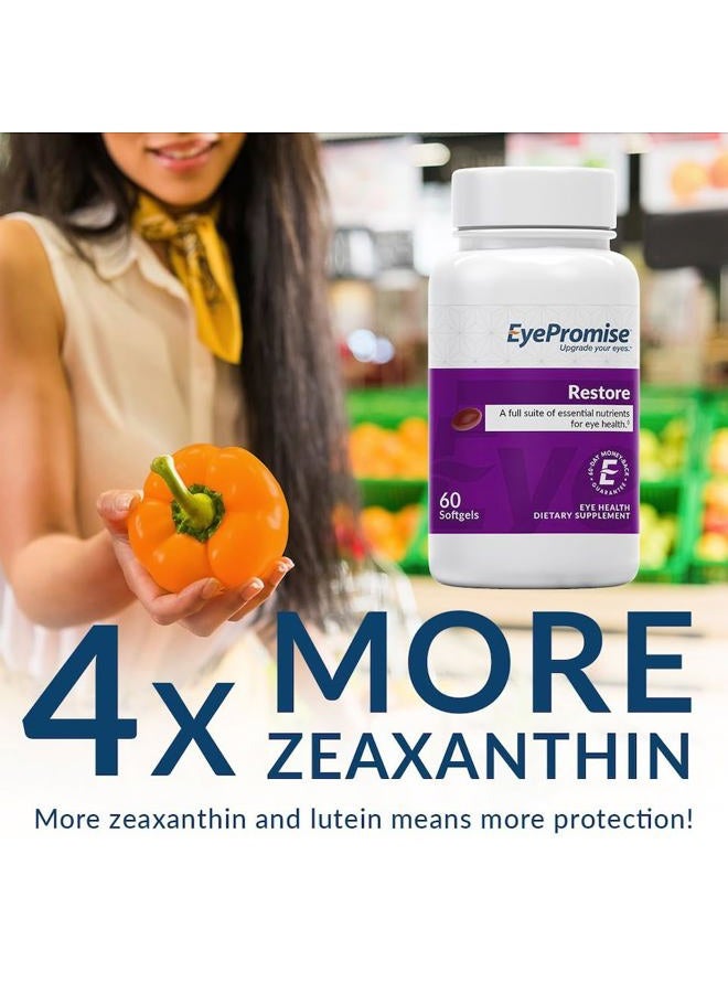 EyePromise Restore Supplement - 60 Softgel Capsules Containing Lutein, Vitamin C, Vitamin D, Vitamin E, Omega-3 Fish Oil, and Zeaxanthin - A Patented Complete Eye Health Formula  - Image 2