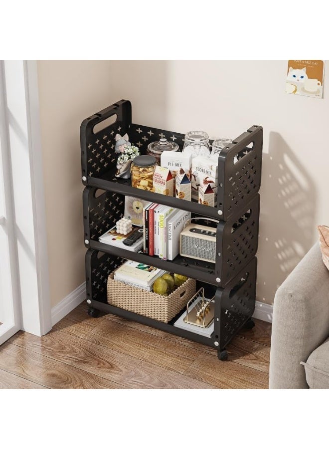 DmarQa Kitchen Storage Rack with Lockable Wheels, Plastic Organiser, Space-Saving, for Fruits, Snacks, Appliances, Kitchen, Pantry, Laundry, or Office  change to arabic - Image 4