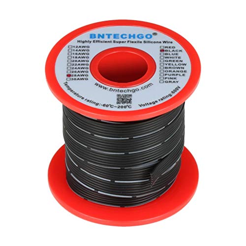 BNTECHGO 28 Gauge Silicone Ribbon Cable Flexible 6P Black 50 ft Flat Cable 28 AWG Stranded Tinned Copper Wire - Image 1