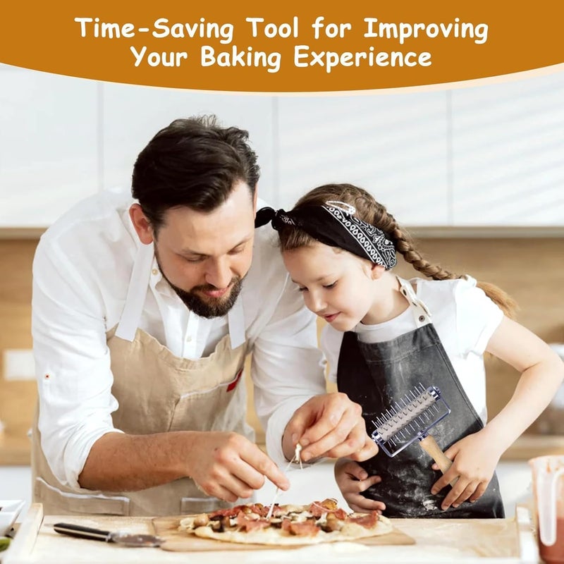 ChicAbode Stainless Steel Pizza Docker, Pizza Dough Docker with Wooden Handle, Pizza Roller with Spikes, Roller Docker, Pizza Hole Puncher, Dough perforator, Pastry, Cookie, Bread, Crust, Baking Dough Piercer - Image 5