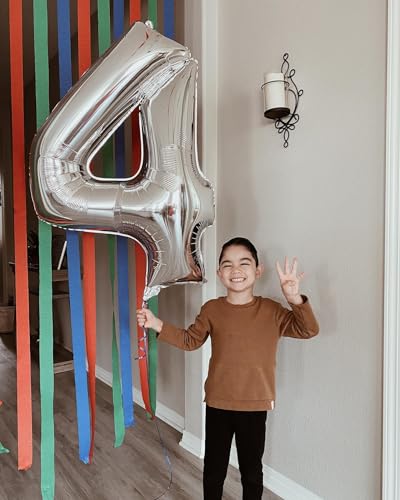IWERP Silver Number 4 Balloon 40 Inch 4th Birthday Party Decorations for Children Giant 4 Foil Balloon for Party Supplies - Image 5