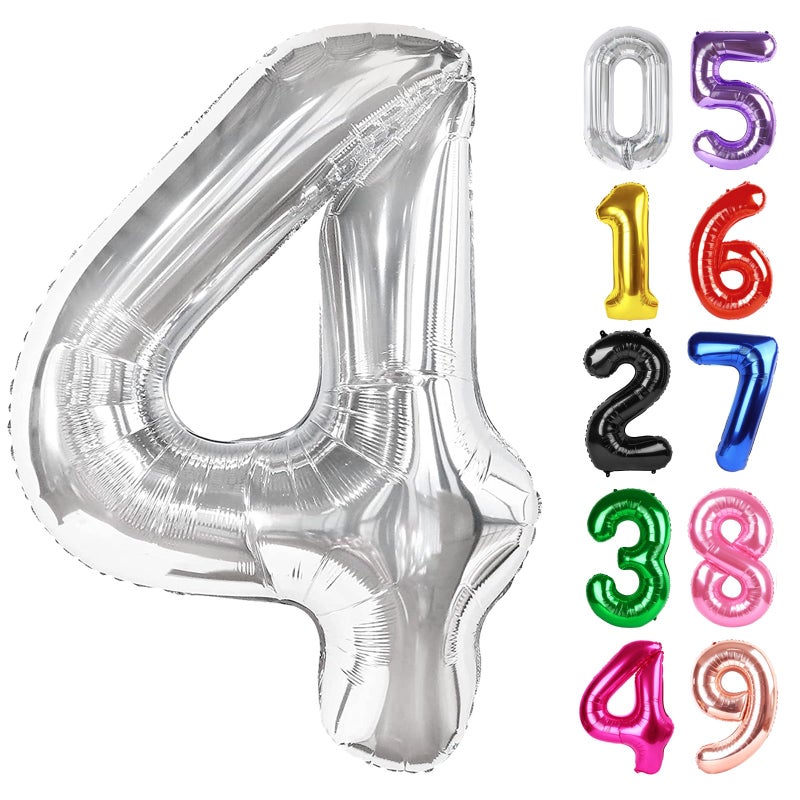 IWERP Silver Number 4 Balloon 40 Inch 4th Birthday Party Decorations for Children Giant 4 Foil Balloon for Party Supplies - Image 3