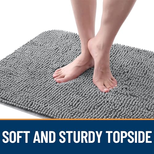 OLANLY Dog Door Mat for Muddy Paws 48x30, Absorbs Moisture and Dirt, Absorbent Non-Slip Washable Doormat, Quick Dry Chenille Mud Mat for Dogs, Entry Indoor Entryway Carpet for Inside Floor, Grey - Image 5