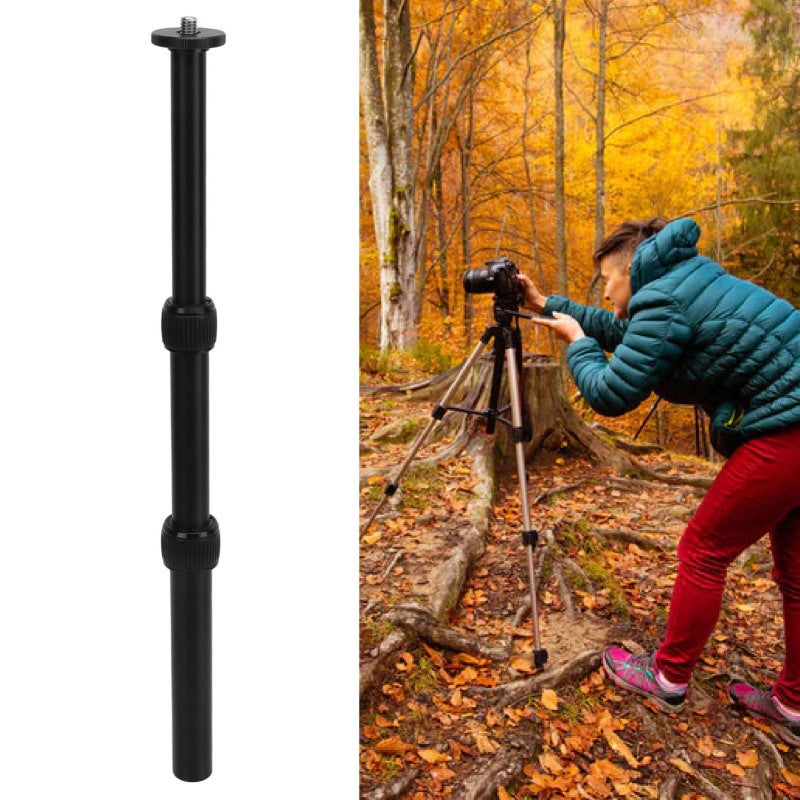 Tripod Extension Rod: 3 Section Aluminum Alloy Rod With CNC Anodizing - Easy Switching Between 1/4 Inch And 3/8 Inch Screws Retractable Monopod Height Extender For Camera Tripod Shooting Scenes - Image 1