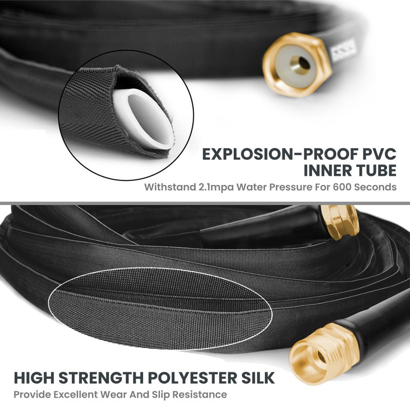 Giraffe Tools Garden Hose 100FT Lightweight Lay Flat Water Hose Kink Free Flexible Hose with 9 Spray Function Nozzle, Black - Image 4