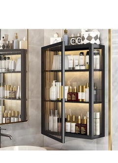 Generic Bathroom Storage Cabinet 3-Tier Bathroom Shelf Wall Mounted Storage Cabinet Kitchen Storage Shelves No-Punch Wall Mounted with Door Dustproof Storage Organiser （Single Door 30*14*70cm）  - Image 2
