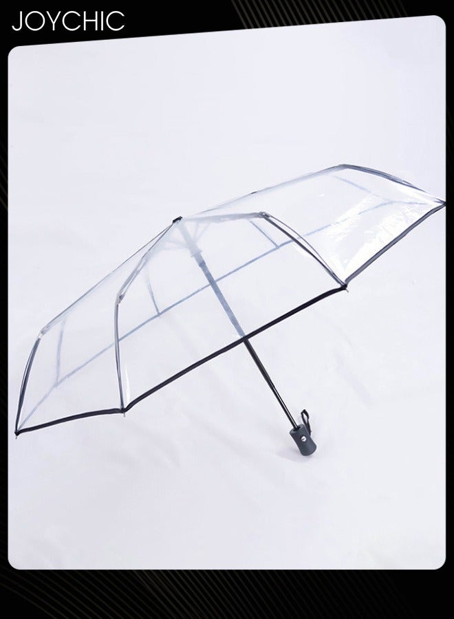 Joychic Automatic Open and Close Transparent Travel Dome Umbrella for Women Girls Kids Rainy Windy Weather Black  - Image 1