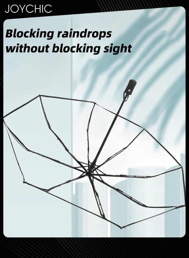 Joychic Automatic Open and Close Transparent Travel Dome Umbrella for Women Girls Kids Rainy Windy Weather Black  - Image 4