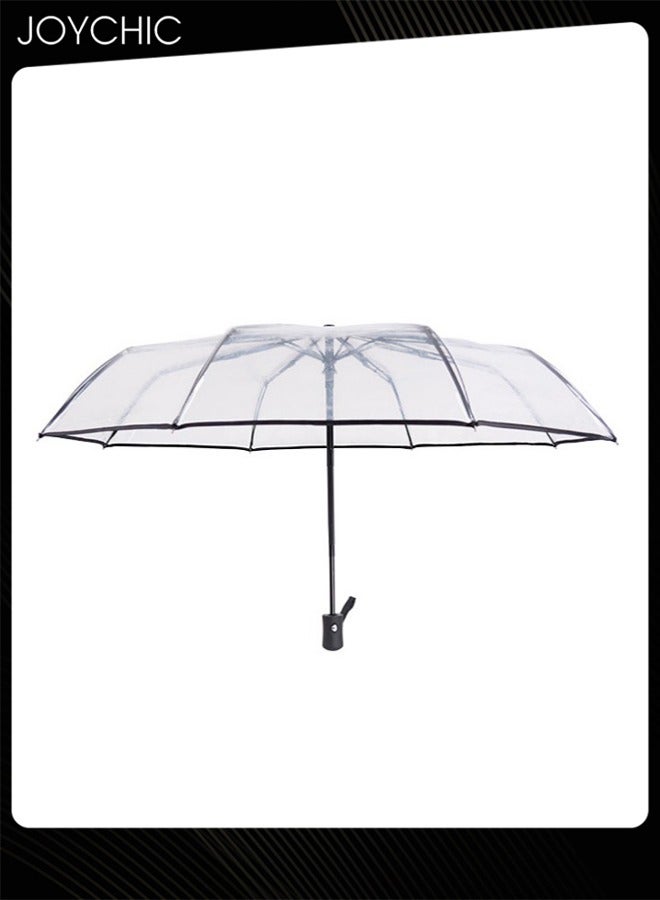 Joychic Automatic Open and Close Transparent Travel Dome Umbrella for Women Girls Kids Rainy Windy Weather Black  - Image 2
