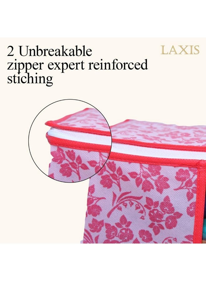 LAXIS HOMFIL Brand - LAXIS Saree Covers With Zip Non-Woven Printed Saree Cover/Saree Organizer For Wardrobe/Cloth Storage With Transparent Window/Saree Bags Storage/Clothes Organizer (Peach- Pack of 3) - Image 4