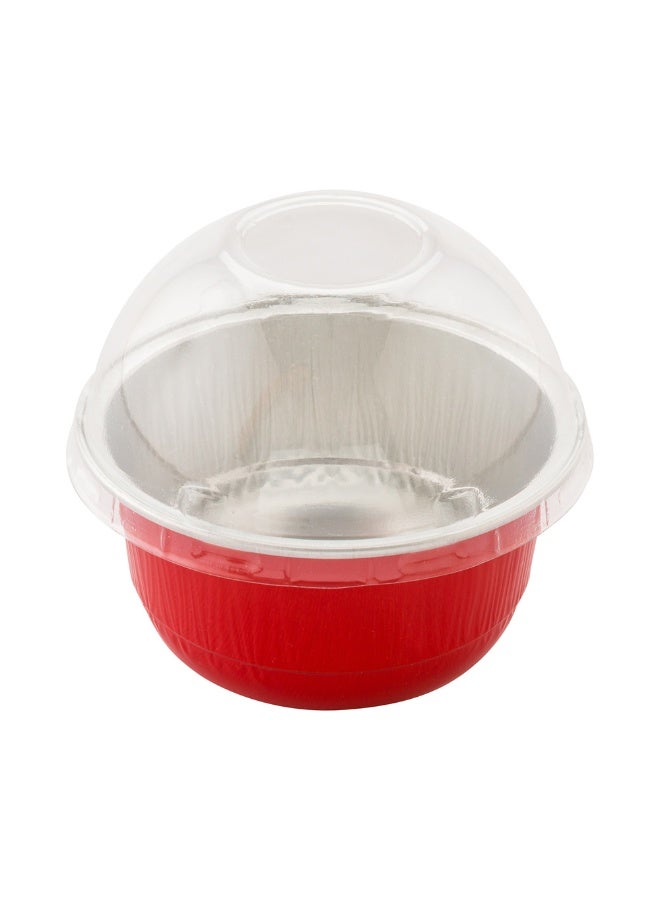 Restaurantware 5 Ounce 3.4 X 3.4 X 1.7 Inch Mini Cake Pans, 100 Round Baking Cup - Disposable, With Dome Lids, Red Aluminum Cake Pans, Lightweight, For Frosted Mini Desserts - Image 1