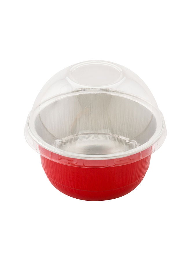 Restaurantware 5 Ounce 3.4 X 3.4 X 1.7 Inch Mini Cake Pans, 100 Round Baking Cup - Disposable, With Dome Lids, Red Aluminum Cake Pans, Lightweight, For Frosted Mini Desserts - Image 4