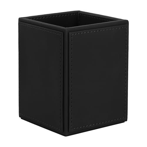 V-CUBE DESIGNS Premium Vegan Leather Pen Holder for Desk & Study Table Accessory | Marker/Pencil Stand for Student | Stationery Organizer for Office Table & Home | 6mm Thickness with MDF Core |Black - Image 2
