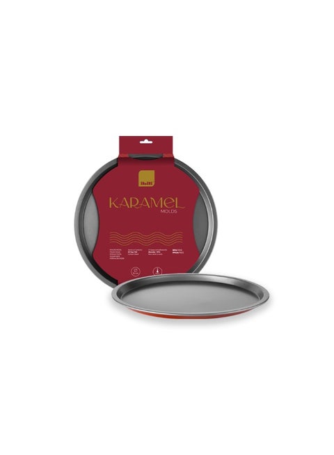 Karamel Round Pizza Tray 32cm, Nonstick Carbon Steel Pizza Pan, Scratch Resistant Double Coating, BPA Free, Heat Resistant Up to 230°C, Durable Oven Bakeware for Ethnic Food and Homemade Pizza