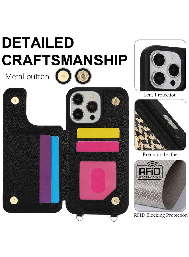 اس-توب جراب لهاتف iPhone 16 Pro Max مزود بفتحة بطاقة مزدوجة وغطاء كامل للهاتف مع حزام متقاطع - Image 3