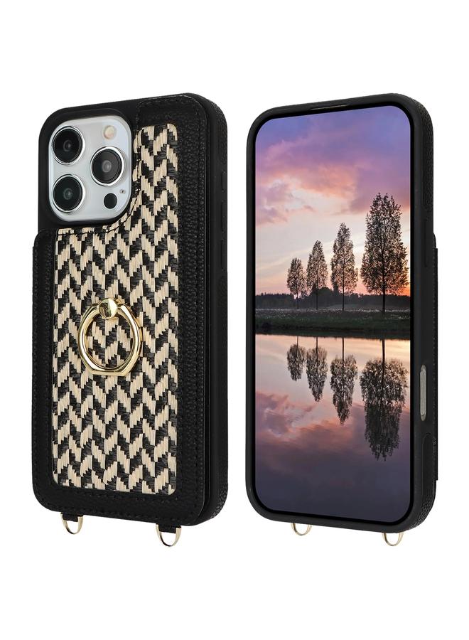 اس-توب جراب لهاتف iPhone 16 Pro Max مزود بفتحة بطاقة مزدوجة وغطاء كامل للهاتف مع حزام متقاطع - Image 2