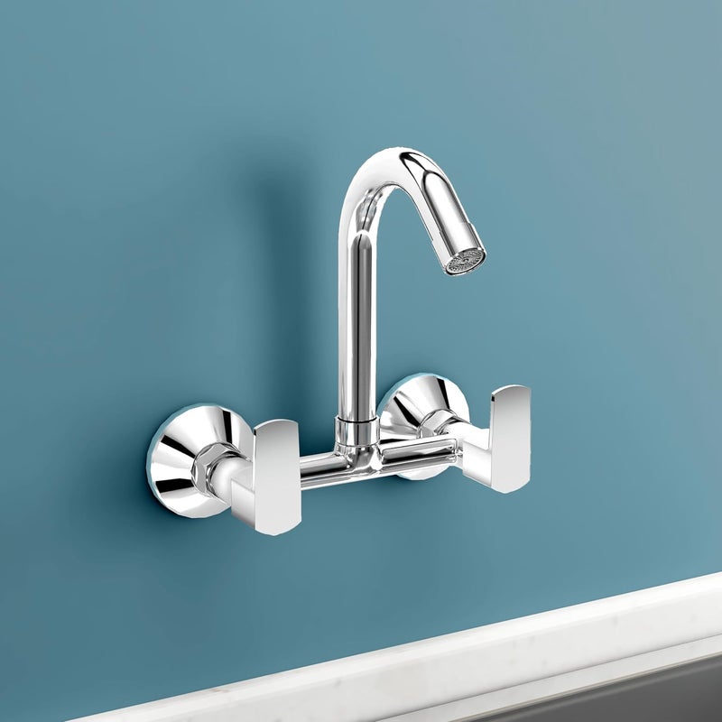 Planet Sink Mixer Tap Hot and Cold with Sustainable Water Flow Nozzle360 Swivel Spout for Kitchen Tap with Wall Flange and Teflon Tape SagaChrome - Image 1