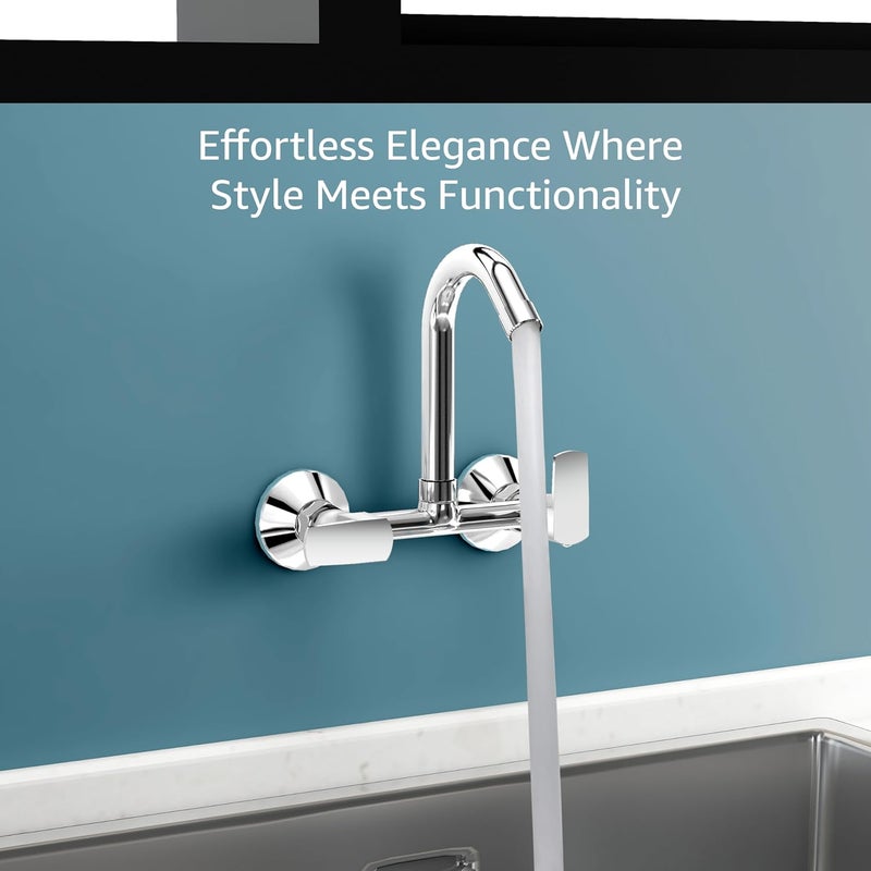 Planet Sink Mixer Tap Hot and Cold with Sustainable Water Flow Nozzle360 Swivel Spout for Kitchen Tap with Wall Flange and Teflon Tape SagaChrome - Image 5
