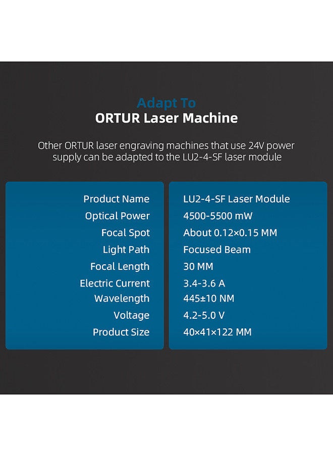 Generic - LU2-4-SF 24V Upgrade Laser Module 5W Laser Power Fixed Focus Suitable for Laser Master 2 S2/Laser Master Laser 2 PRO S2 Engraver DIY Carving Engraving Machine Engraver Accessory - Image 1