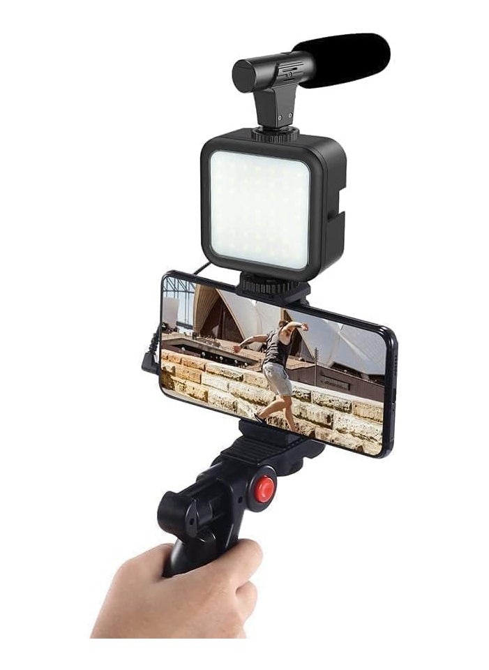 QSHOP - QSHOP® Professional Video Photography Studio Kit for Smartphone and Camera with Microphone, LED Light, Starter Kit Compatible with YouTube TikTok for Content Creators - Image 1