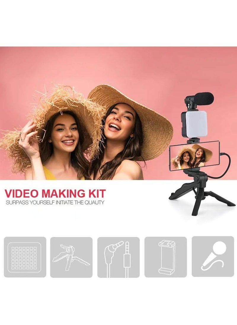 QSHOP - QSHOP® Professional Video Photography Studio Kit for Smartphone and Camera with Microphone, LED Light, Starter Kit Compatible with YouTube TikTok for Content Creators - Image 1