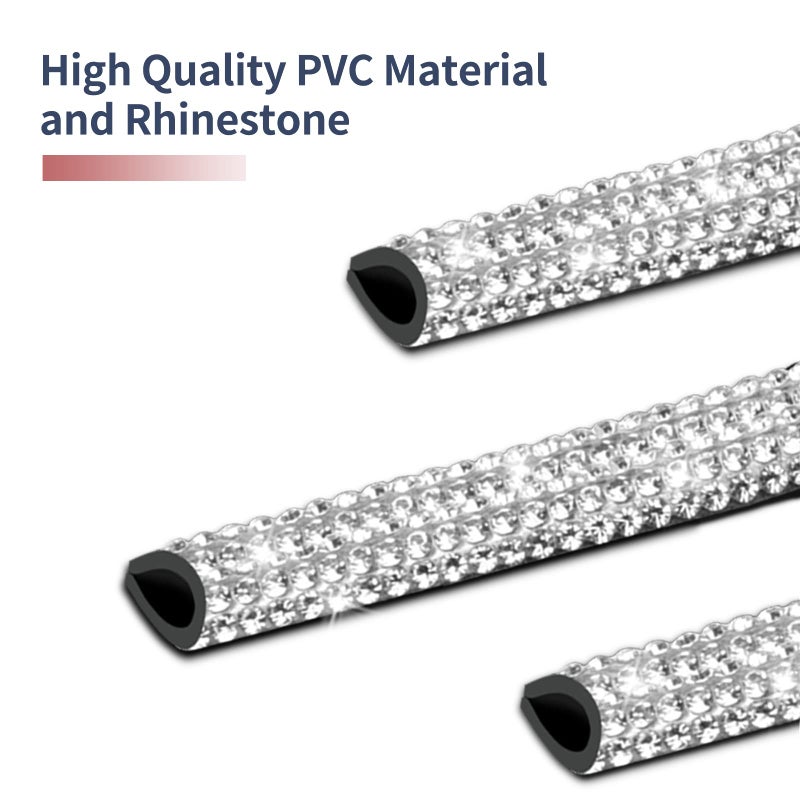 INSAUTO Bling Car Vent Outlet Trim,Bling Car Accessories for Women and Girls,10Pcs Rhinestone Car Air Conditioner Vent Decoration Strip(White) - Image 3