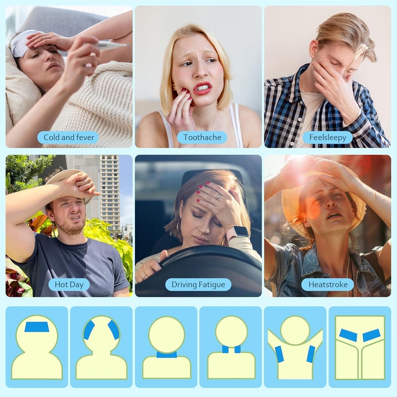 AUSLKA لصقات أوسلكا للتبريد 20 قطعة لصقات حمى للأطفال لصقات تبريد الحمى لتخفيف الانزعاج والألم التبريد الجسدي لتخفيف حرارة الصيف - Image 3