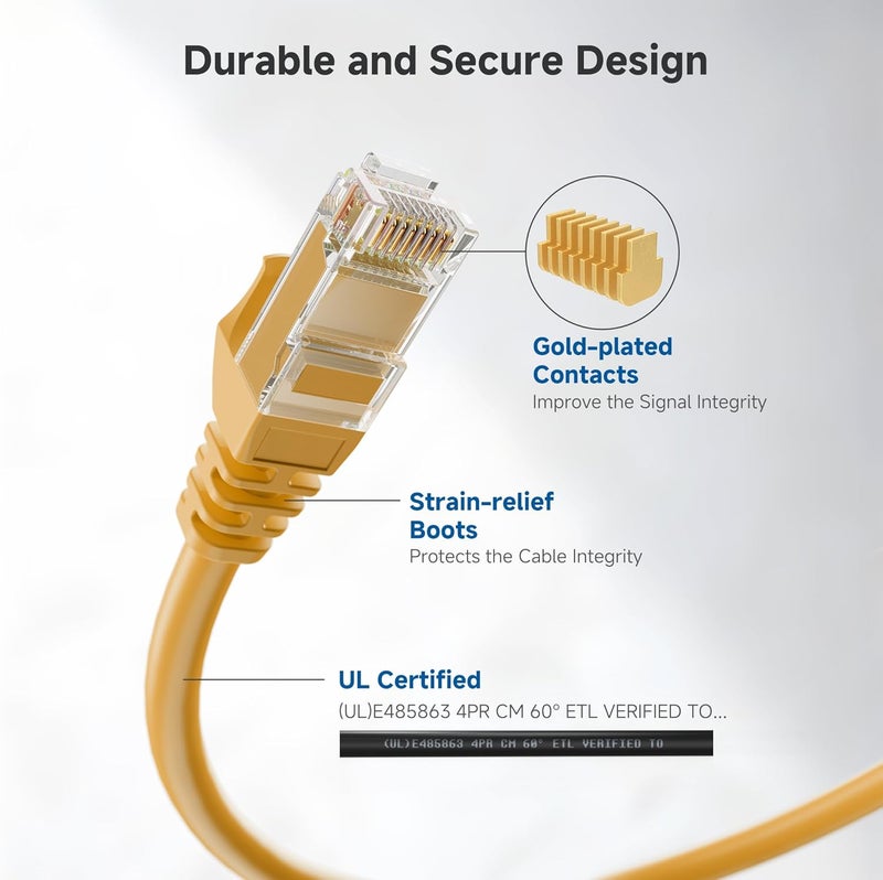 Cable Matters 10Gbps Snagless Cat 6 Ethernet Cable - 14ft, Cat 6 Cable, Cat6 Cord, Ethernet Cord, Yellow - Image 4
